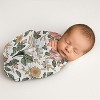 Sweet Jojo Designs Baby Girl Baby Muslin 100% Cotton Swaddle Blankets Vintage Floral Pink Yellow and Green - 3 of 4