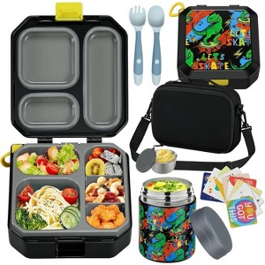 Bento Lunch Box for Kids with 12oz Soup Thermo Leak-Proof Lunch Food Container with 5 Compartment Thermo Hot Food Jar - 1 of 4