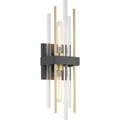 Elegant Orrizo Black Wall Sconce with Clear Glass and Golden Accents