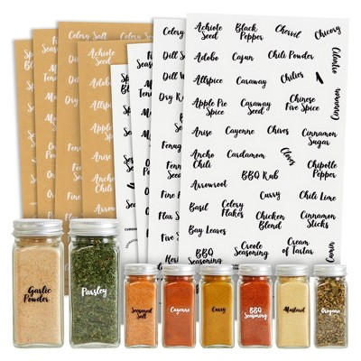 Talented Kitchen 145 Spice Labels Stickers, Clear Spice Jar Labels Preprinted for Seasoning Herbs Kitchen Spice Rack Organization, Water Resistant