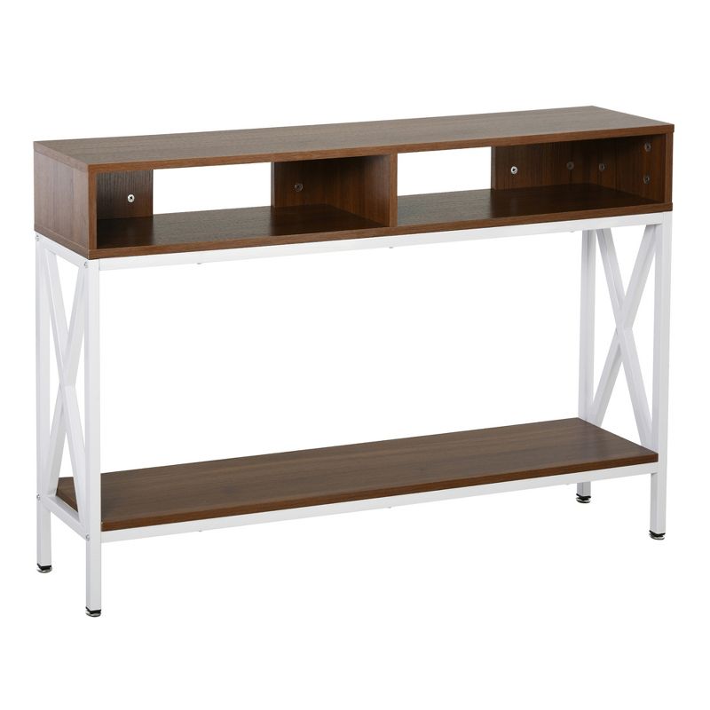 HOMCOM Industrial Style Entryway Console Table Desk with Shelf for Living Room, or Bedroom, 1 of 9