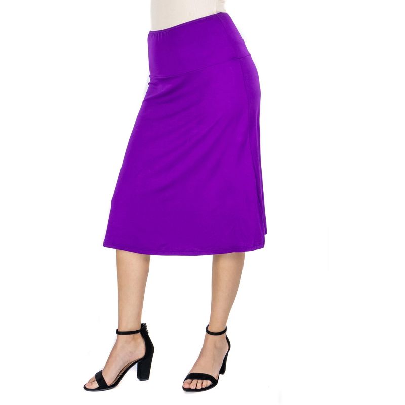 24seven Comfort Apparel A Line Elastic Waist Knee Length Skirt, 2 of 5