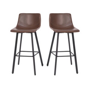 Flash Furniture Caleb Modern Armless 30 Inch Bar Height Commercial Grade Barstools with Footrests and Matte Iron Frames, Set of 2 - 1 of 4