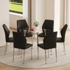 7-Piece Dining Set with Tempered Glass Table and 6 PU Armless Chairs - 3 of 4