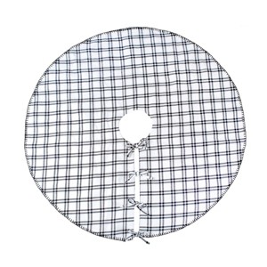 48" Black and White HGTV Home Collection Plaid Whipstitch Tree Skirt - National Tree Company - 1 of 4
