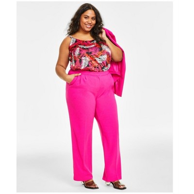 bar III Womens Textured Crepe Casual Wide Leg Pants