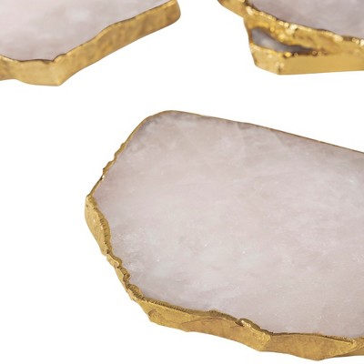 Dazzle Rose Quartz and Gold Stone Coasters, Set of 4