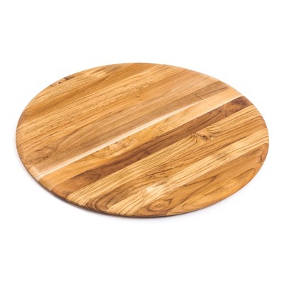 TeakHaus Elegant Edge Grain Teakwood 18 Inch Round Cutting and Serving Board