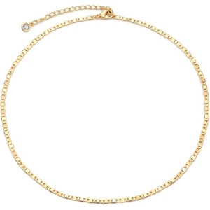 Dainty Gold Chain Choker Necklace 14K Gold Plated Handmade Cute Tiny Beaded Link Choker Necklace Delicate Simple Minimalist Choker Necklace for Women - 1 of 4