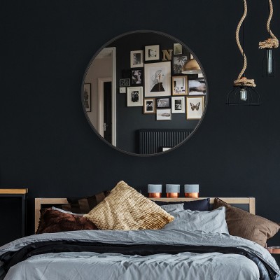 Kinger Home 35" Round Gold Aluminum Wall Mirror