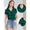 INSPIRE CHIC Women's Classic Short Sleeve Button Down Plaid Shirt - 2 of 4