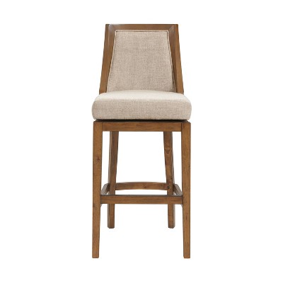 Ellie Brown Wood and Linen Swivel Bar Stool