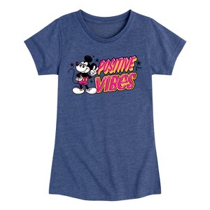 Girls' - Disney - Positive Vibes Fitted Short Sleeve Graphic T-Shirt - 1 of 4