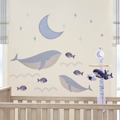 Blue Whale and Fish Underwater Nursery Wall Decals