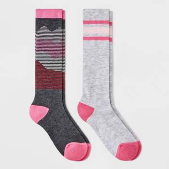 Kids' 2pk Outdoor Over The Calf Knee High Socks - All in Motion™ Pink 