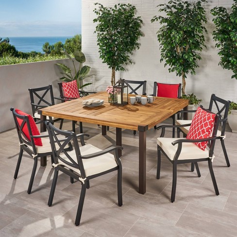 esfera teak wood christopher knight dining acacia 9pc aluminum cast target outdoor
