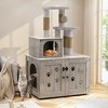 Hooseng Cat Litter Box Enclosure with Tree Tower and Condo, Hidden Washroom Wooden Cat Furniture with Sisal Scratching Post and Soft Plush Perch - 3 of 4