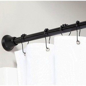 Home Mart Goods Black Metal Shower Curtain Tension Rod Rust Resistant Non-Slip - 42"-72" - 1 of 4