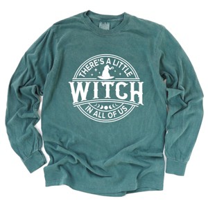 A Little Witch In All Of Us - Womens Garment Dyed Long Sleeve Graphic T-Shirt - 1 of 4
