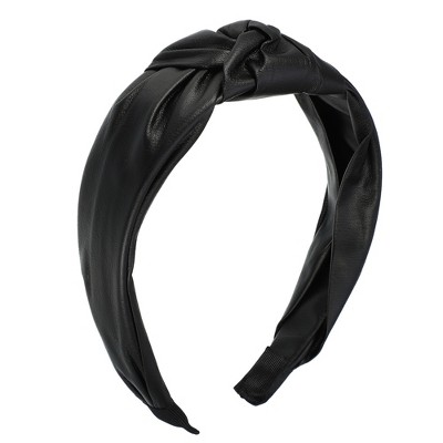 Black Faux Leather Knotted Headband main image 1