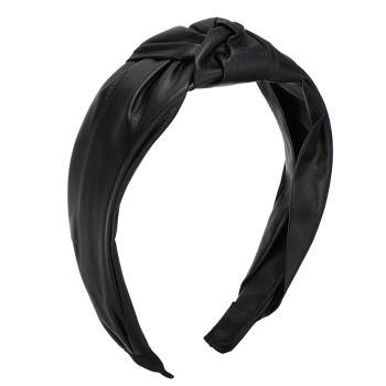 Unique Bargains Women's Faux Leather Knotted Headband 1.57 Inch Wide 1 Pc