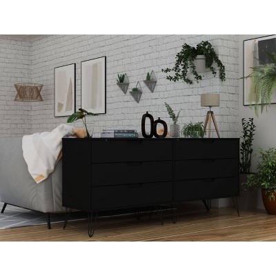 Rockefeller 6 Drawer Double Low Dresser - Manhattan Comfort