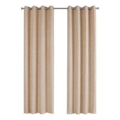 Monarch Specialties Curtain Panel 2Pcs Set  Room Darkening Grommet Living Room Bedroom Kitchen Micro Suede Polyester Beige Contemporary Modern