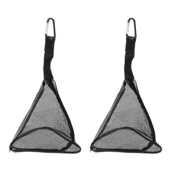 Unique Bargains Picnics BBQ Camping Outdoor Triangle Mesh Hanging Storage Net Bags Black 2 Pcs