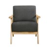 Modern Upholstered Accent Chair with Cushion Back and Seat Solid Rubberwood Natural Finish Living Room - 2 of 4