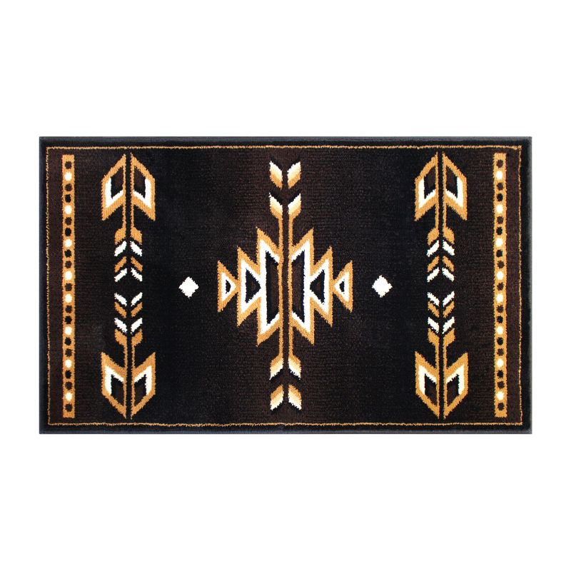 Emma and Oliver Olefin Accent Rug with Southwestern Geometric Arrow Design and Natural Jute Backing, 1 of 7