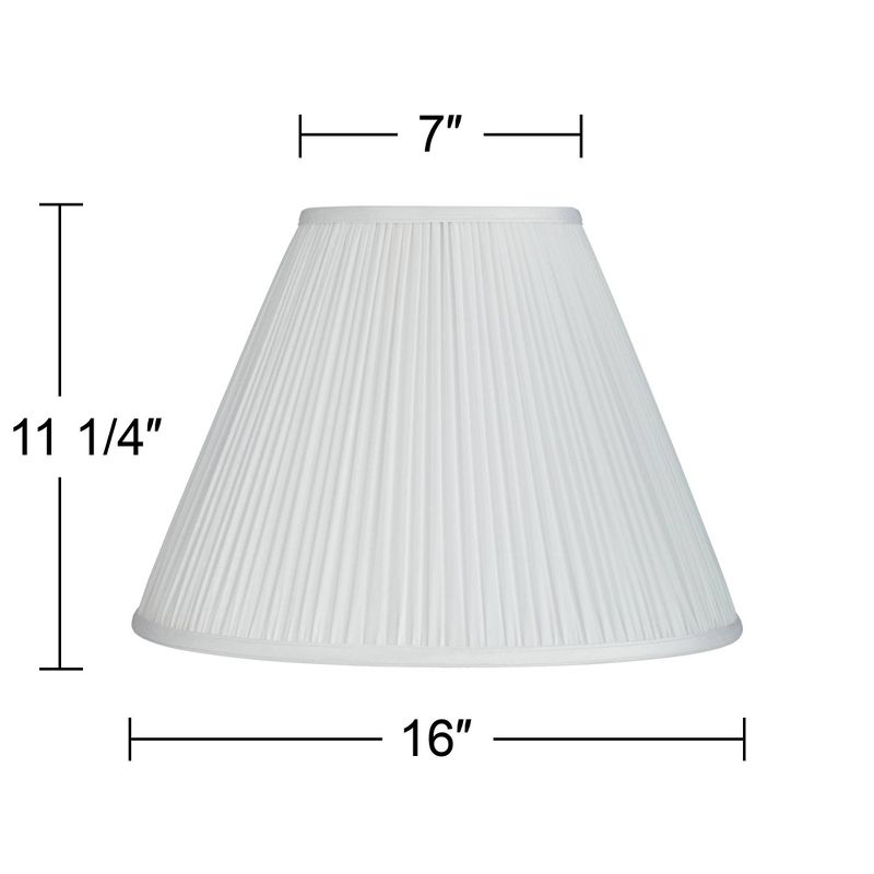 Springcrest White Mushroom Pleated Medium Empire Lamp Shade 7" Top x 16" Bottom x 12" Slant x 11.25" High (Spider) Replacement with Harp and Finial, 5 of 10