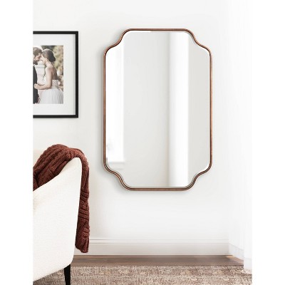 Bronze Scalloped Rectangular Wood Vanity Mirror 24"x36"