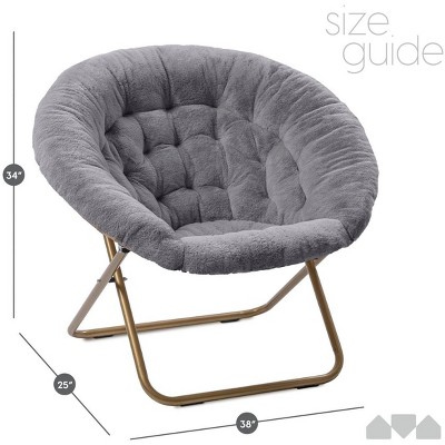 Chicago Bears Themed Black Metal Papasan Chair with Faux Fur