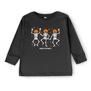 SmileyWorld Dancing Skeleton Pumpkins - Toddler Long Sleeve Graphic Tee and Youth Long Sleeve Graphic T-Shirt - 1 of 4