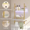 Bestier 2-Tier Floating Shelves for Wall with LED Light 15" x 23" Wall-Mounted Wood Shelves with 6 S-Hooks, White Marble - 4 of 4