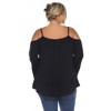 Plus Size Cold Shoulder Ruffle Sleeve Top -White Mark - 3 of 4