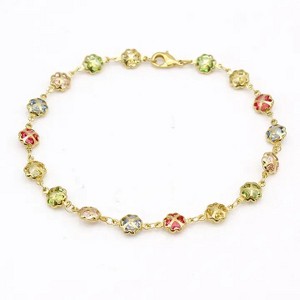 RMZ GOLD NYC 18K Gold Filled Puffy Flower Anklet – Multi-Color Crystal Accents, Dainty & Fun - 1 of 3