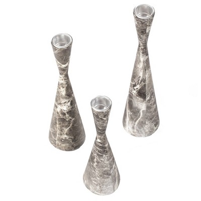 Gray Marble Resin Taper Candle Holders, Pack of 18