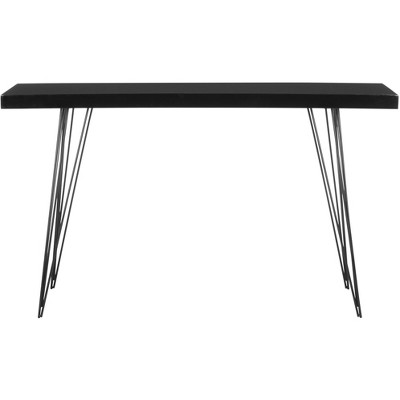 Transitional Black Metal and Wood Console Table with Storage