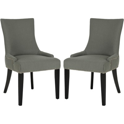 Elegant Sloped-Arm Linen Side Chair in Gray with Birch Wood Legs