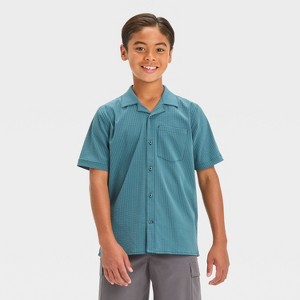 Boys' Short Sleeve Seersucker Shirt - All In Motion™ - 1 of 3
