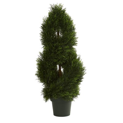 3ft Double Pond Cypress Spiral Artificial Topiary Tree - Nearly Natural