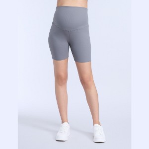 Women's 6 1/2" Ribbed Maternity Biker Short | Motherhood Maternity - 1 of 4