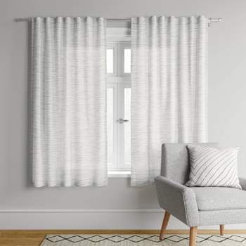 1pc 54"x84" Light Filtering Striation Herringbone Window Curtain Panel White/Gray - Project 62™
