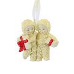 Snowbabies Double Surprise Ornament  -  One Ornament 2.75 Inches -  Christmas Twins Presents  -  6012337  -  Polyresin  -  Off-White