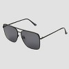 Women's Satin Metal Aviator Sunglasses - Universal Thread™ Black: Scratch-Resistant, UV Protection, Recycled Metal - 3 of 4