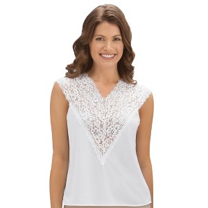 Collections Etc Reversible Silky Camisole with Lace V-Neckline - Made in the U.S.A. - 1 of 4