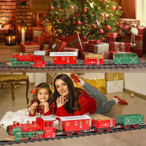 Electric Christmas Train Set For Boys Girls With Real Smoke Sounds Lights Classic Toy Train With Steam Locomotive Engine 3 Train Cars 10 Tracks Target