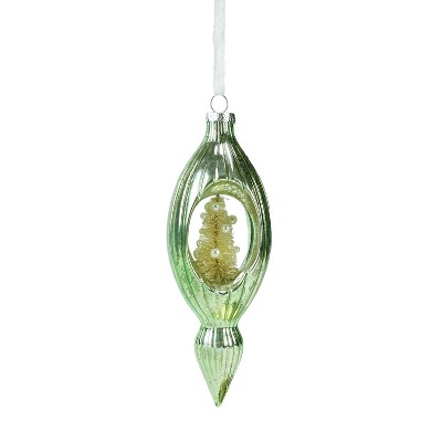 Roman 7” Cutout Tree Mercury Glass Finial Christmas Ornament - Green