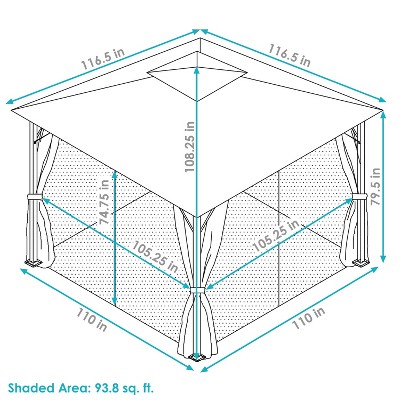 Gray 10' x 10' Soft-Top Patio Gazebo with Screens and Privacy Walls